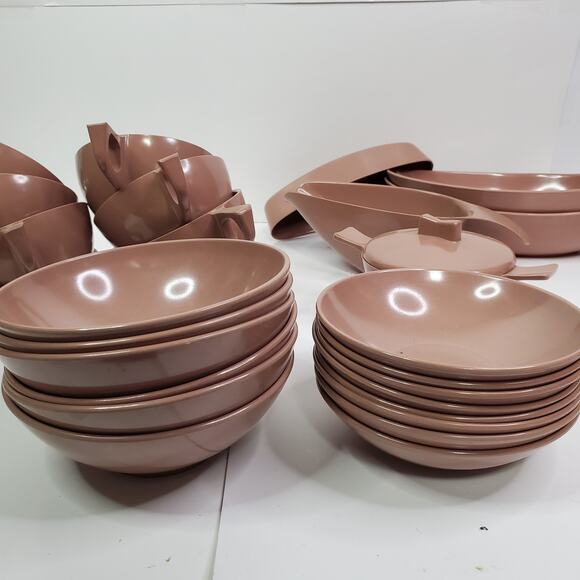 Vintage MCM Melamine Dishes Mauve Melmac marked and unmarked lot of 30-read - Picture 6 of 12